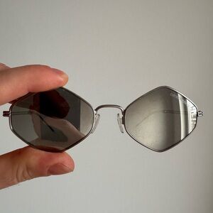 Vintage Emporio Armani Silver Hexagon/Diamond Wire Frame Sunglasses Mirror